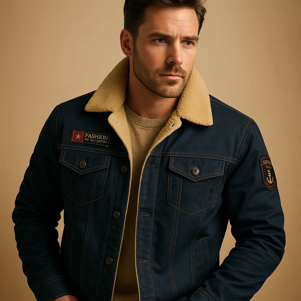 Men's Fleece Motorcycle Jacket with Reinforced Protection