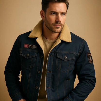 Men's Fleece Motorcycle Jacket with Reinforced Protection