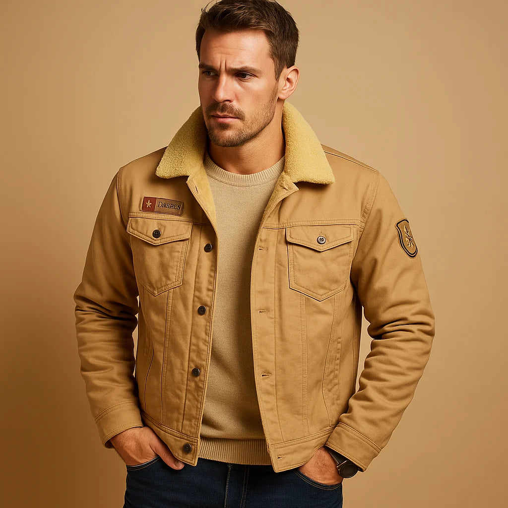 Men's Fleece Motorcycle Jacket with Reinforced Protection