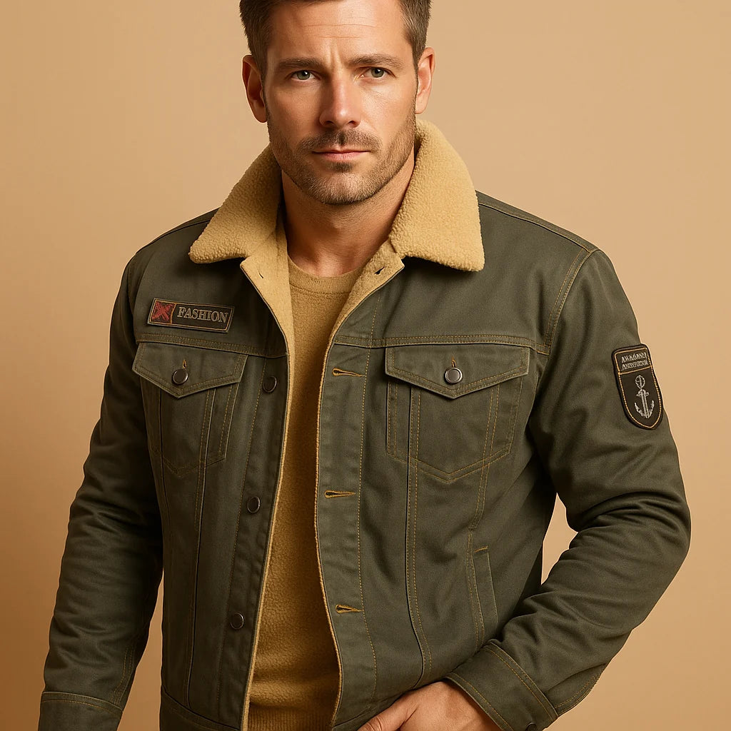 Men's Fleece Motorcycle Jacket with Reinforced Protection