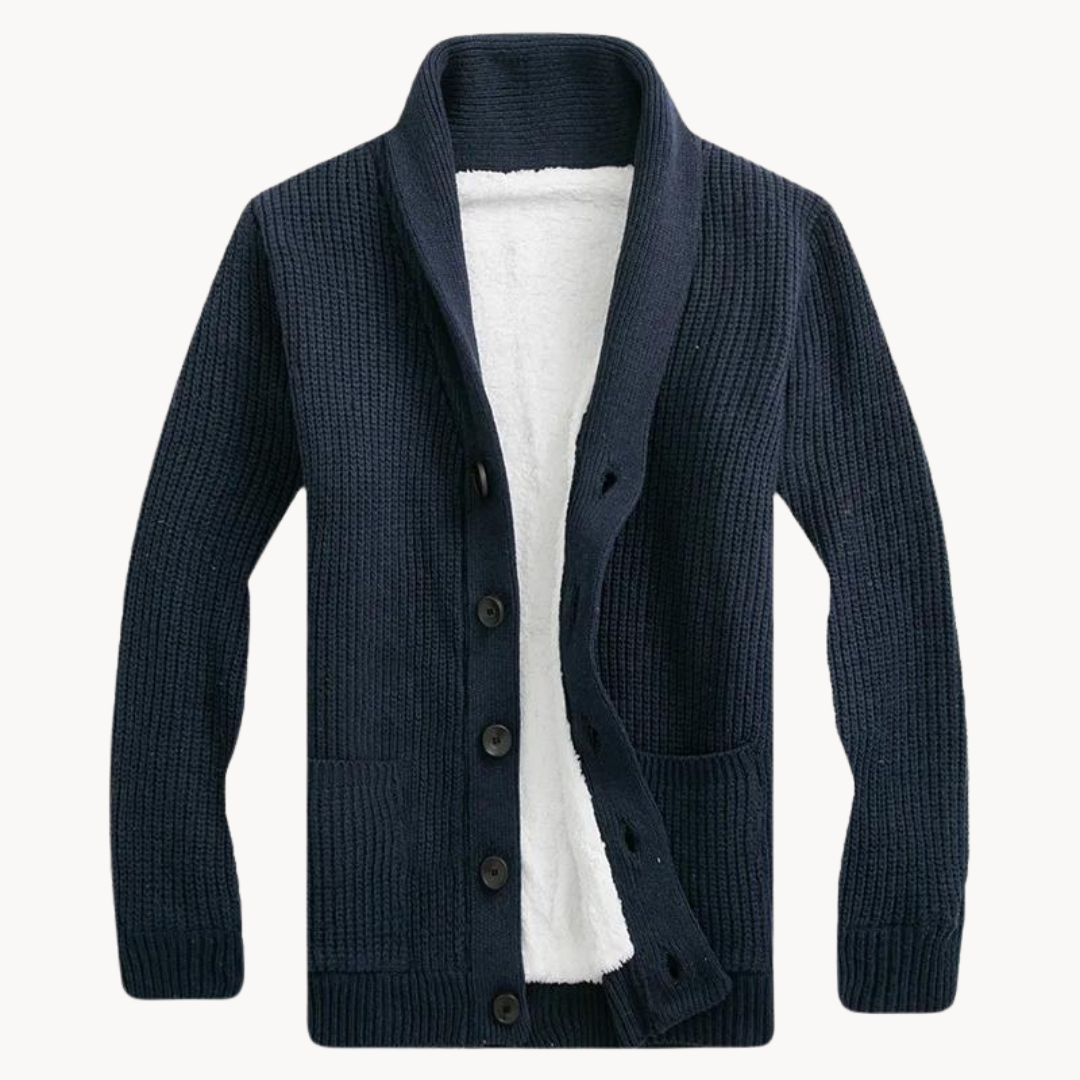 Men's Fleece Shawl Collar Cardigan