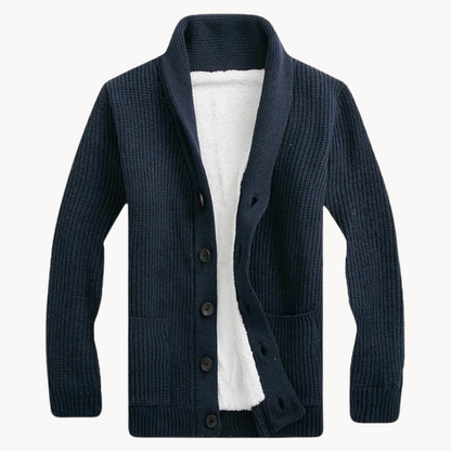 Men's Fleece Shawl Collar Cardigan