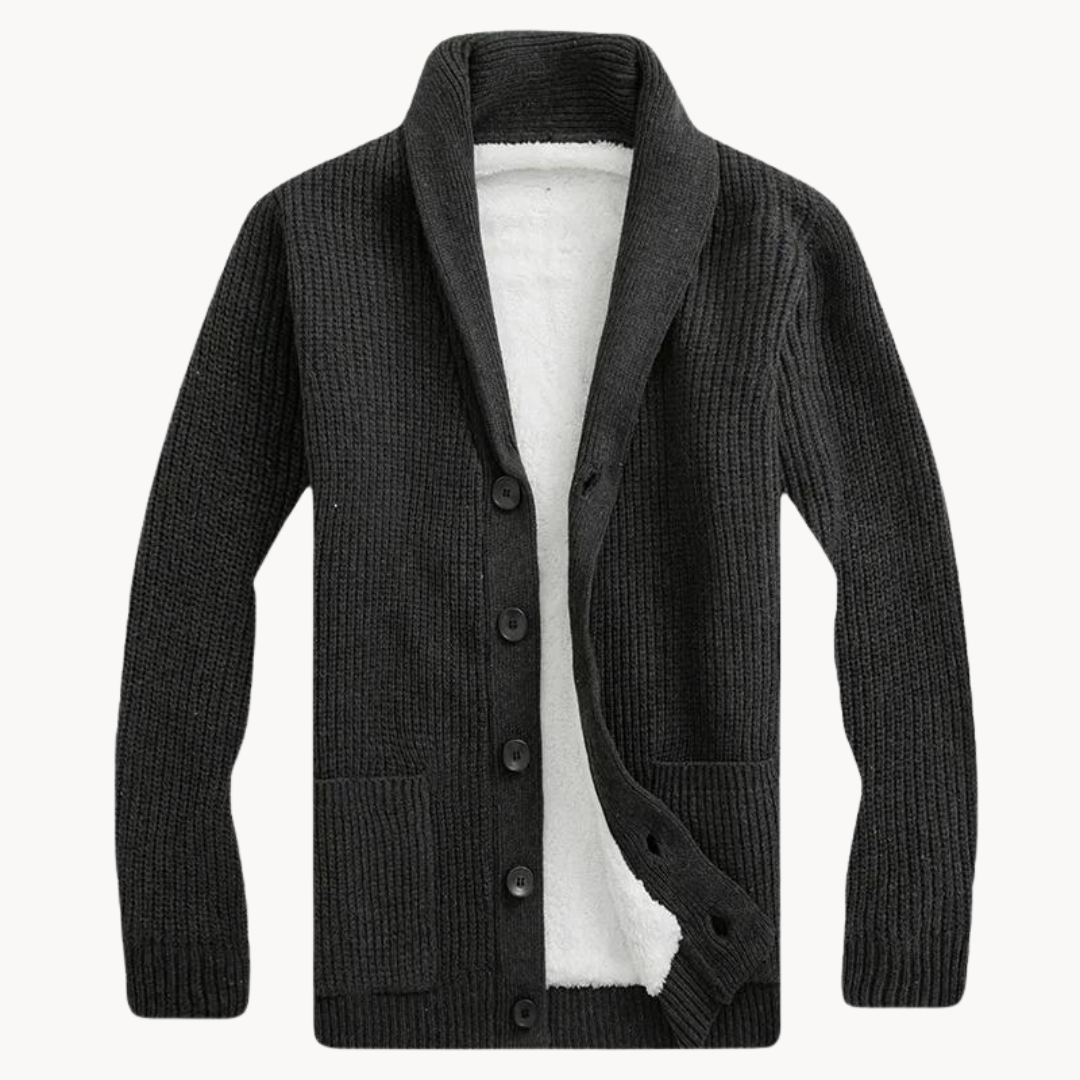 Men's Fleece Shawl Collar Cardigan