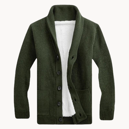 Men's Fleece Shawl Collar Cardigan