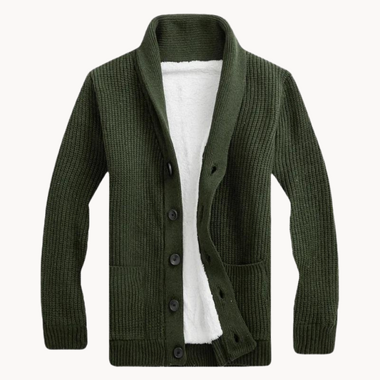Men's Fleece Shawl Collar Cardigan