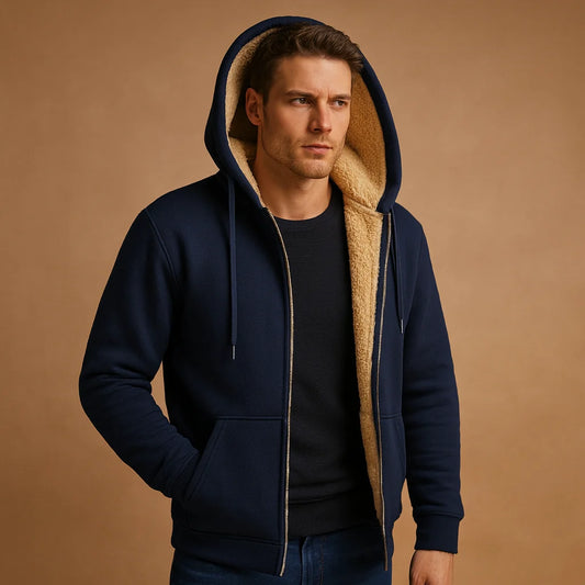 Men's Fleece Sweater with Faux Fur Lining