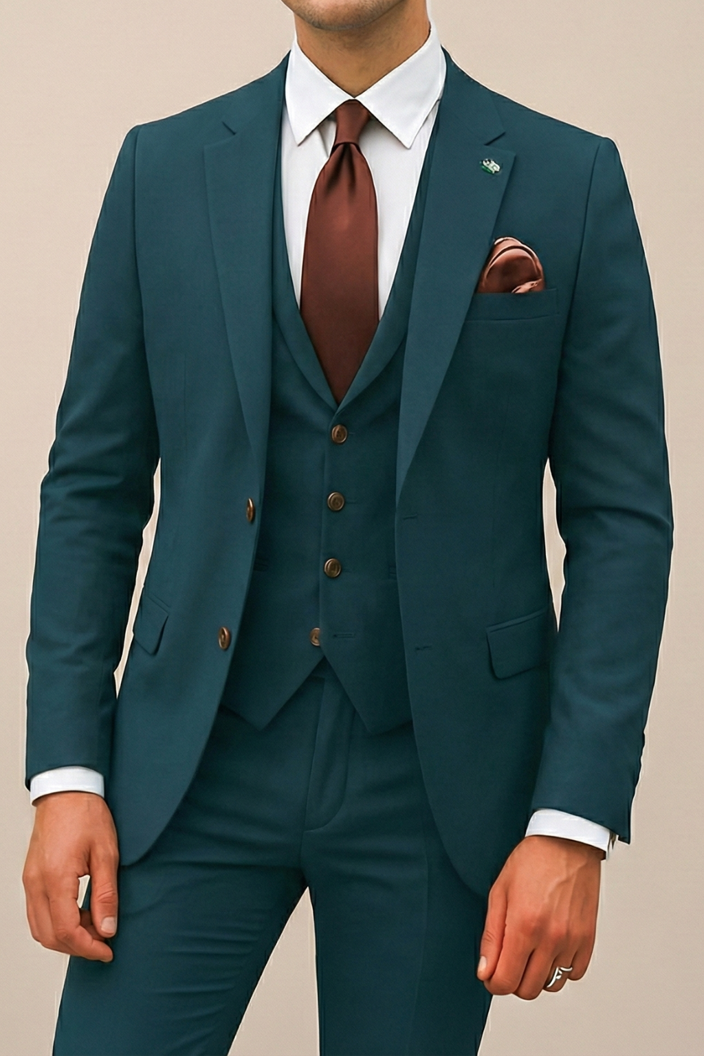 Men's Formal Three-Piece Suit for Weddings and Events