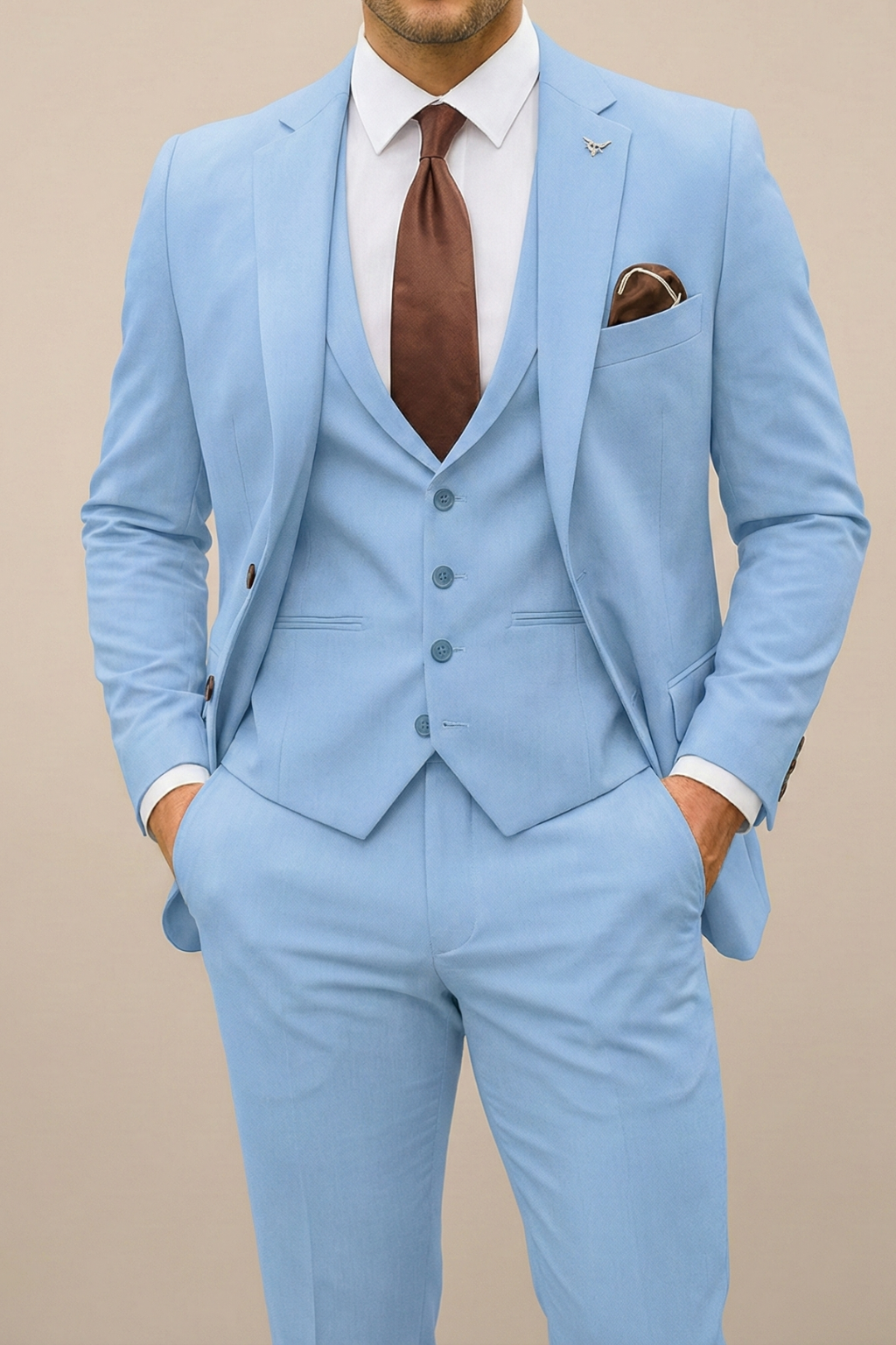 Men's Formal Three-Piece Suit for Weddings and Events