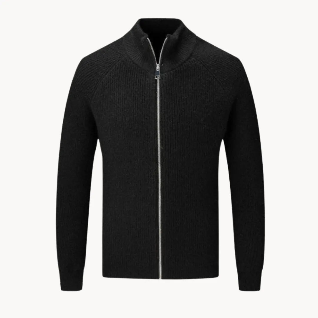 Men's Full-Zip Sweater with Stand-Up Collar