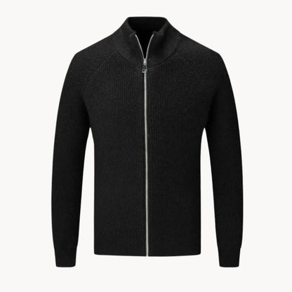 Men's Full-Zip Sweater with Stand-Up Collar