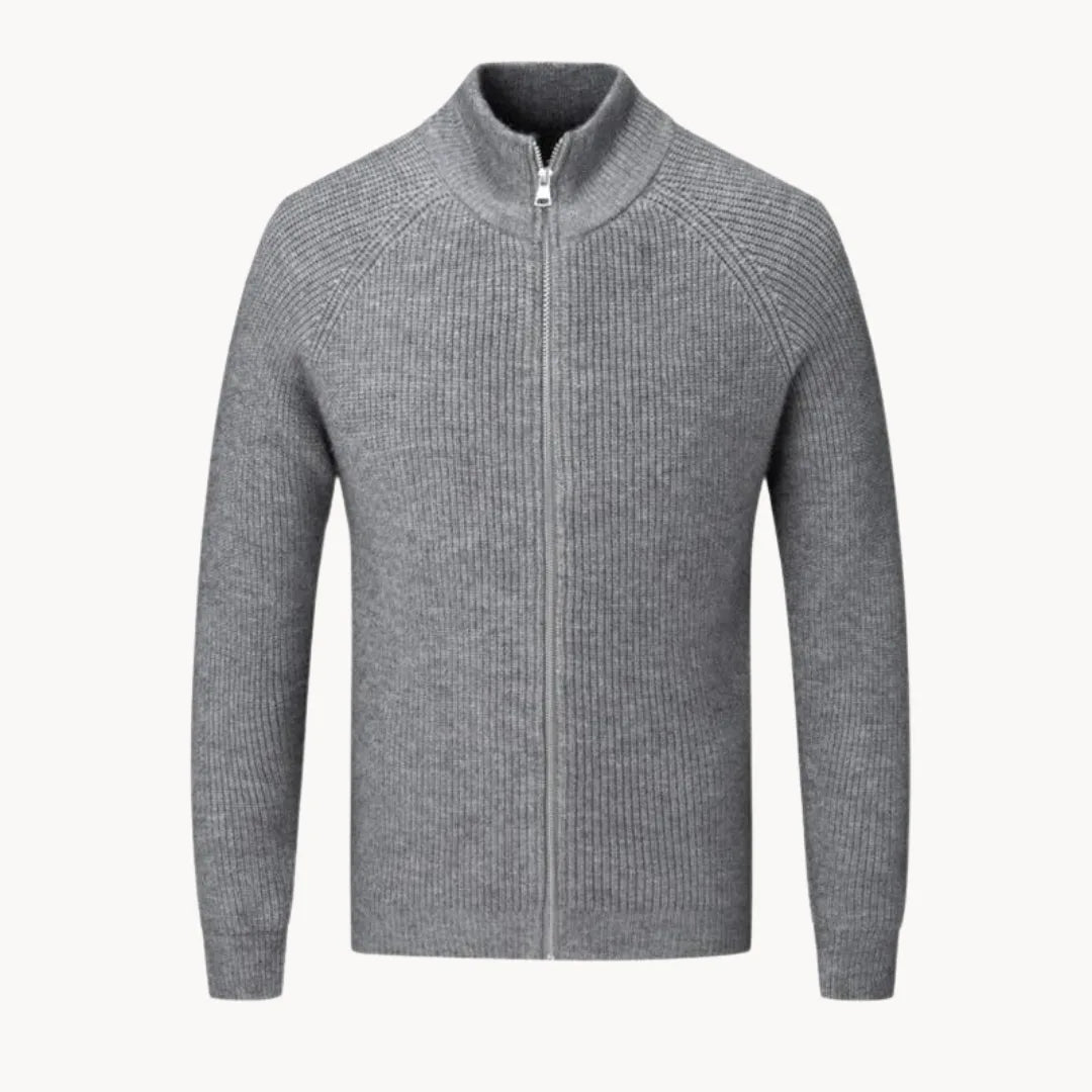 Men's Full-Zip Sweater with Stand-Up Collar
