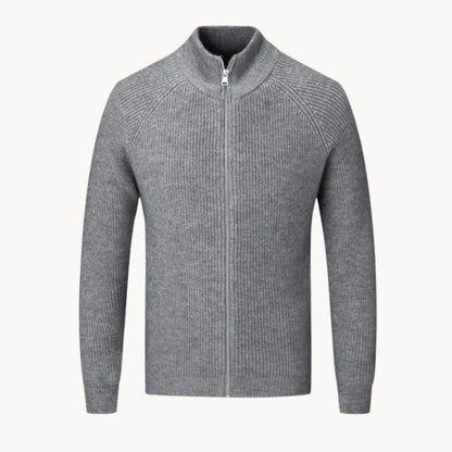 Men's Full-Zip Sweater with Stand-Up Collar