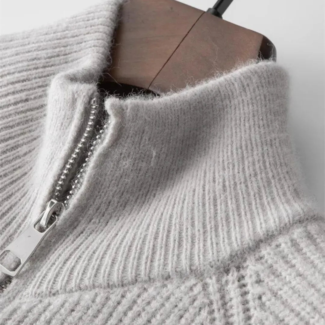 Men's Full-Zip Sweater with Stand-Up Collar