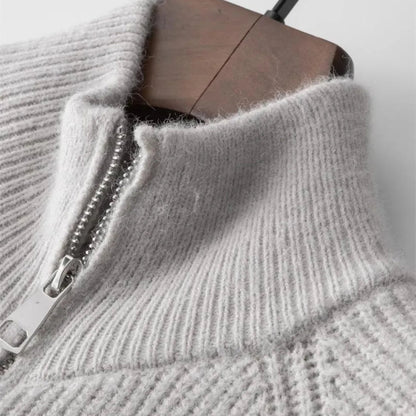 Men's Full-Zip Sweater with Stand-Up Collar