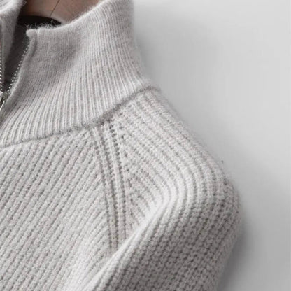 Men's Full-Zip Sweater with Stand-Up Collar