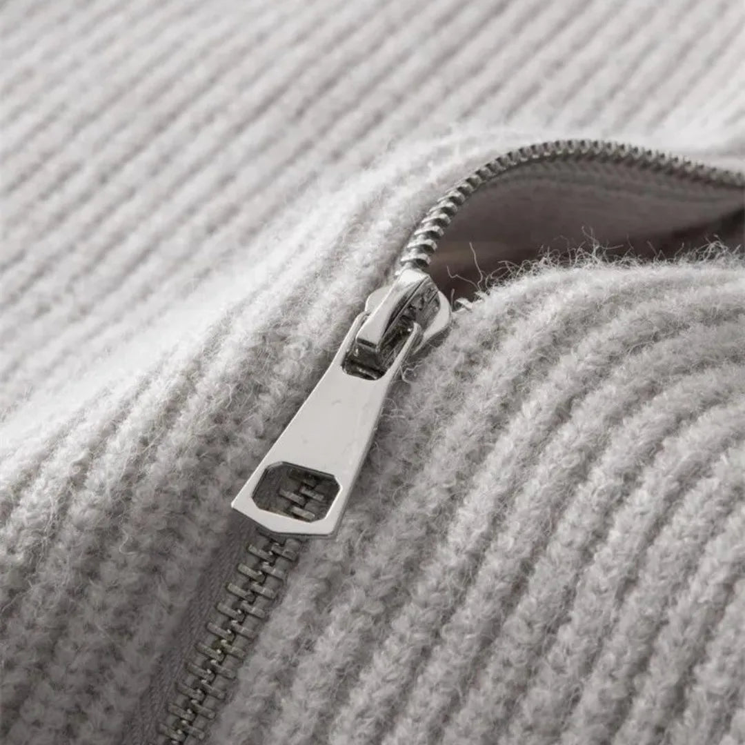 Men's Full-Zip Sweater with Stand-Up Collar