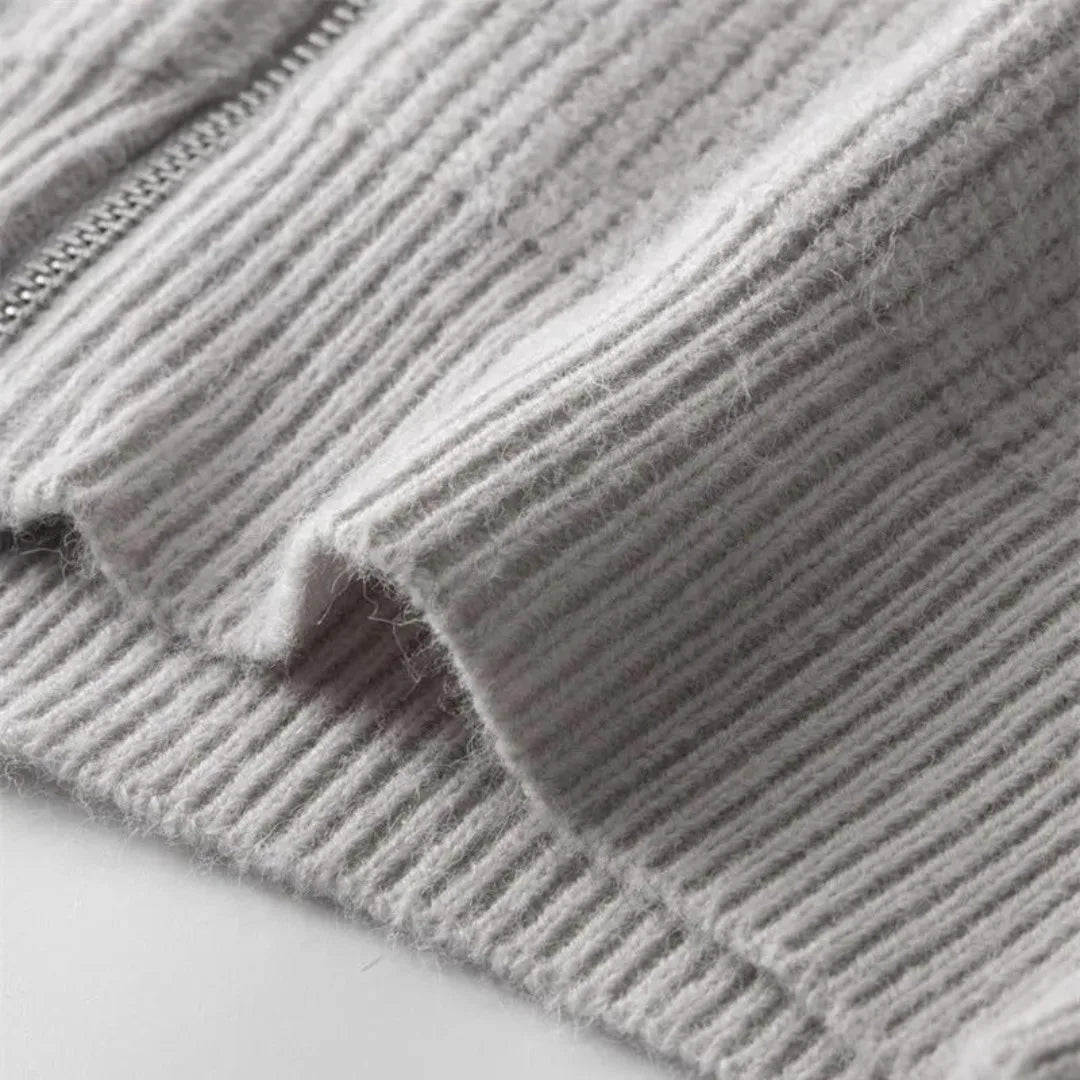 Men's Full-Zip Sweater with Stand-Up Collar