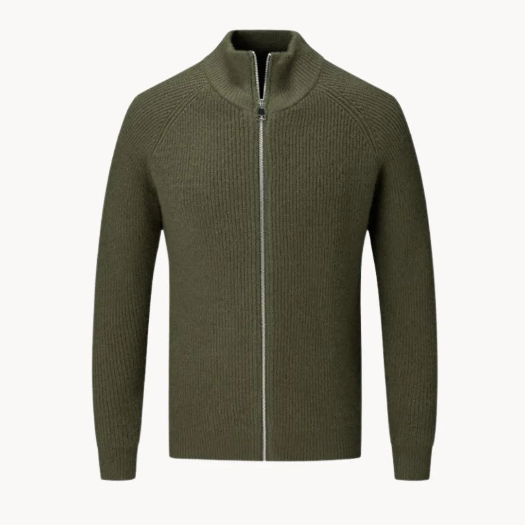 Men's Full-Zip Sweater with Stand-Up Collar