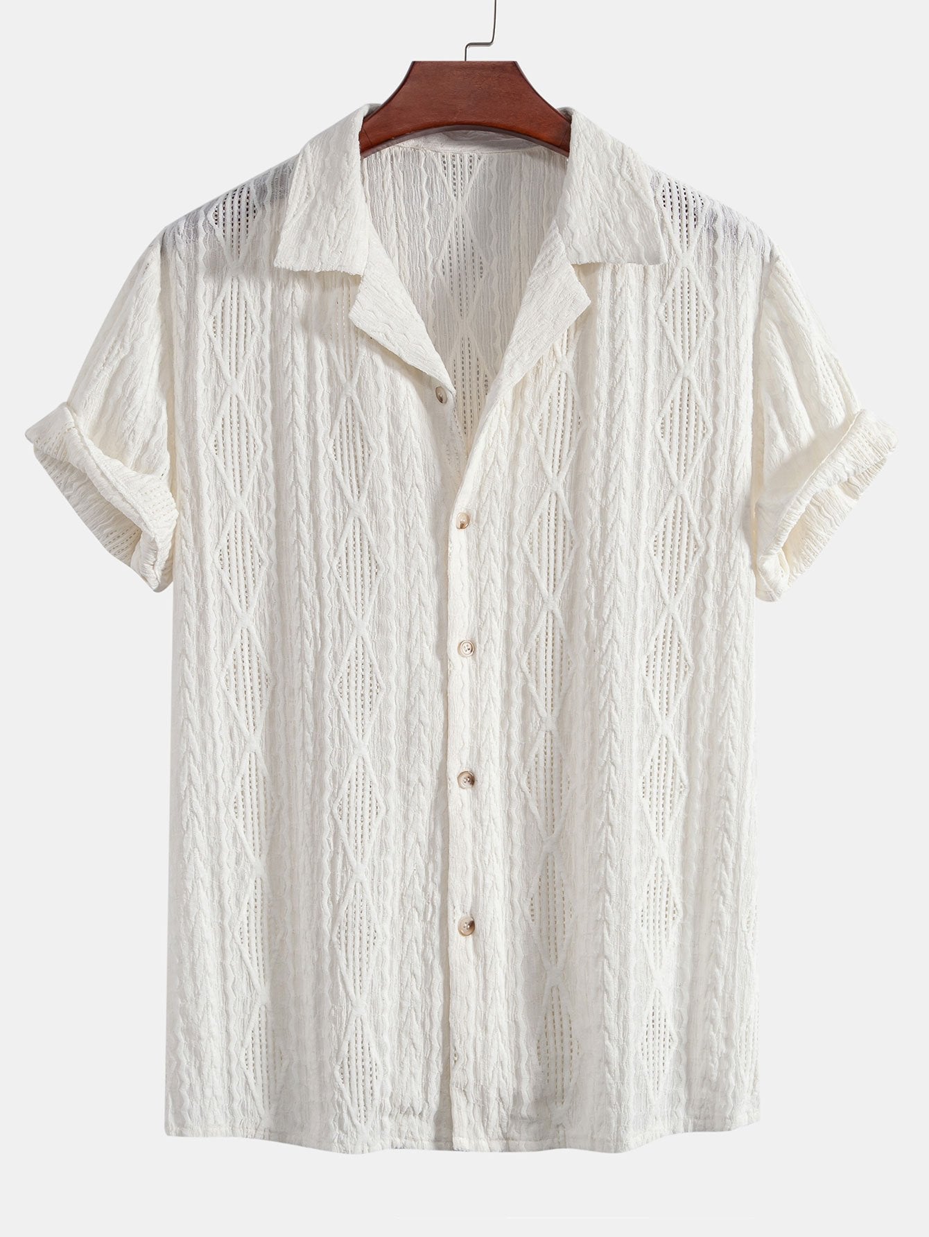 Men's Geometric Jacquard Cuban Shirt