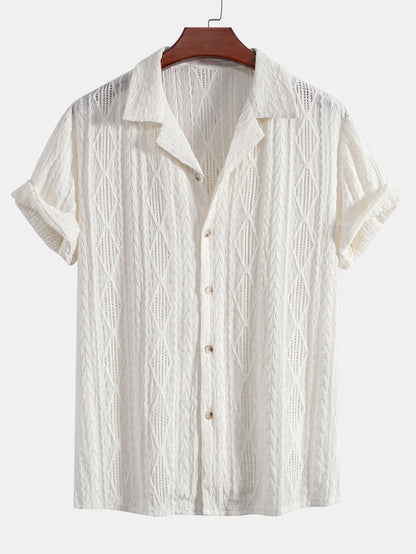 Men's Geometric Jacquard Cuban Shirt