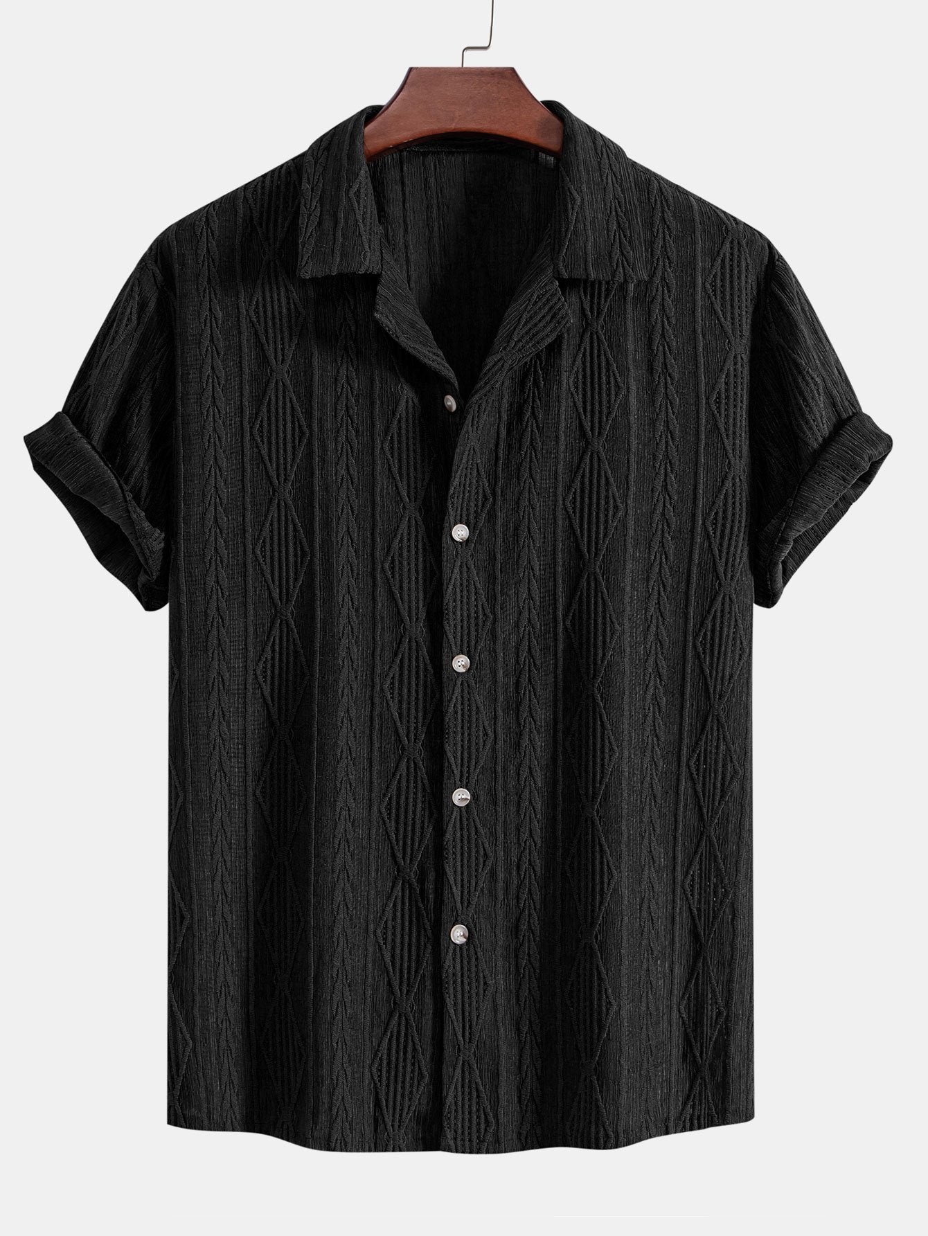 Men's Geometric Jacquard Cuban Shirt