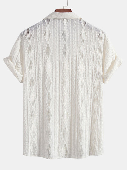 Men's Geometric Jacquard Cuban Shirt