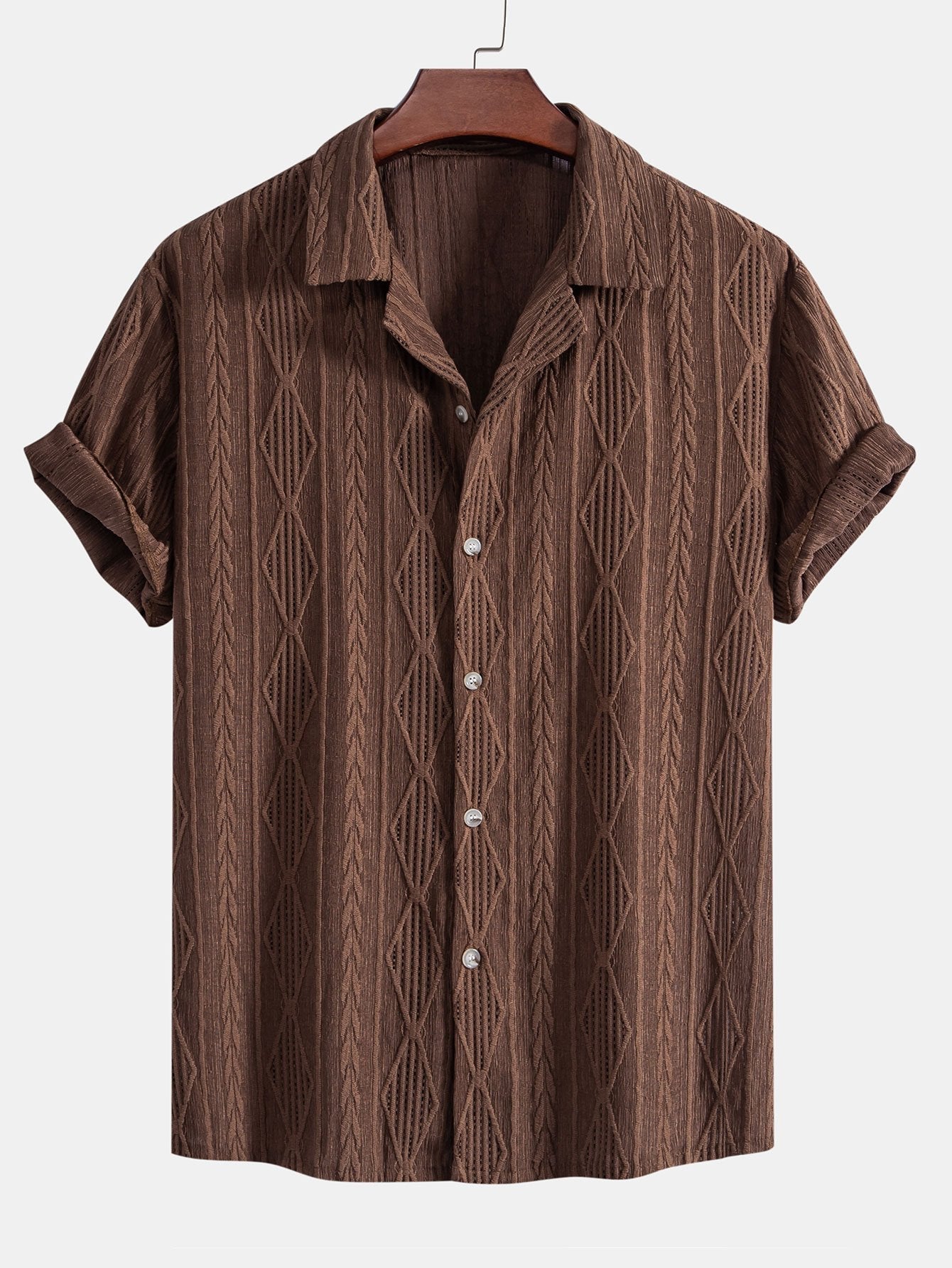 Men's Geometric Jacquard Cuban Shirt