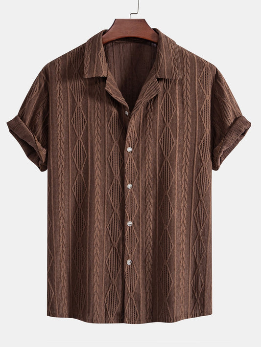 Men's Geometric Jacquard Cuban Shirt
