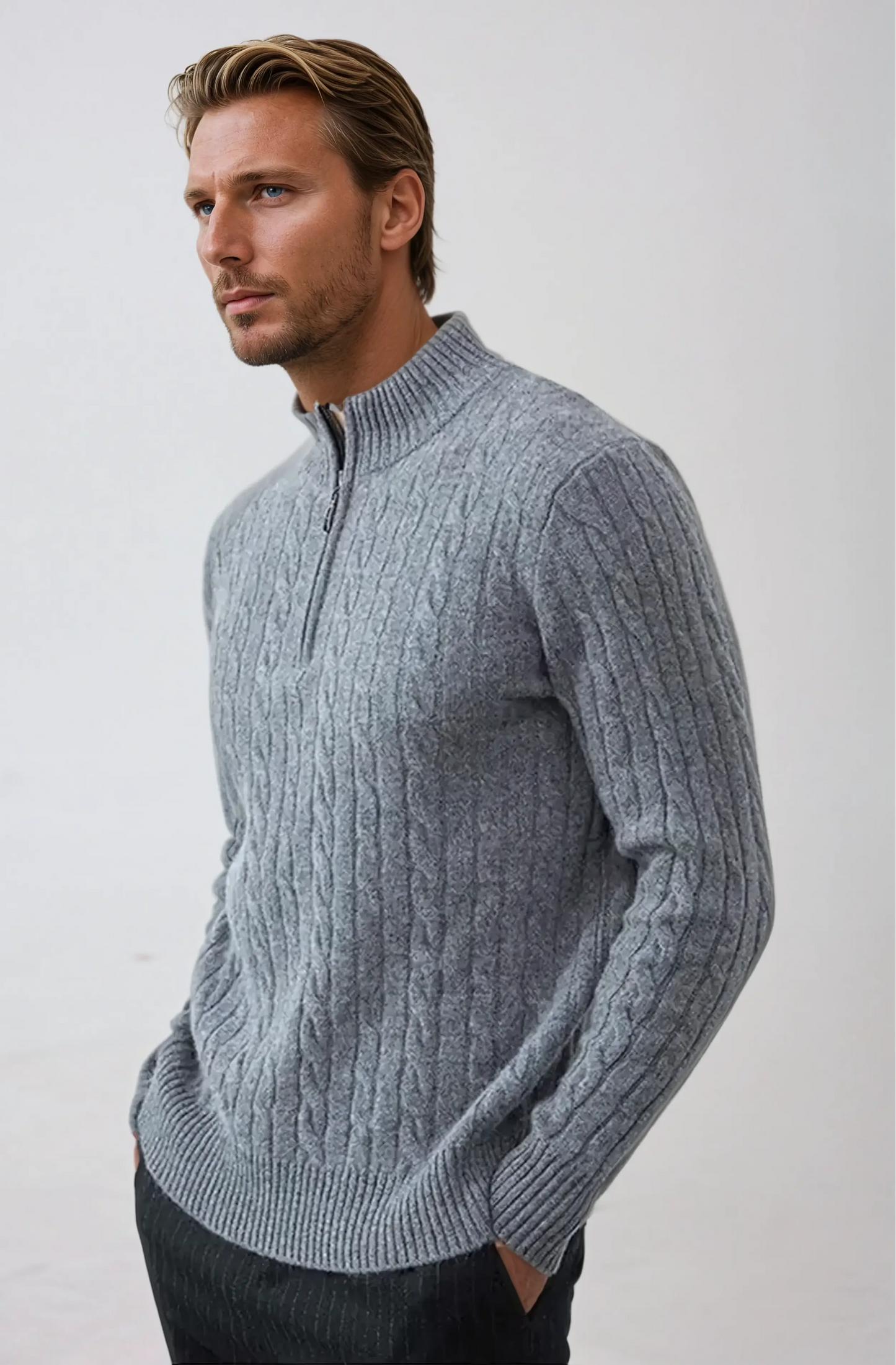Men's Half Zip Cable Knit Sweater