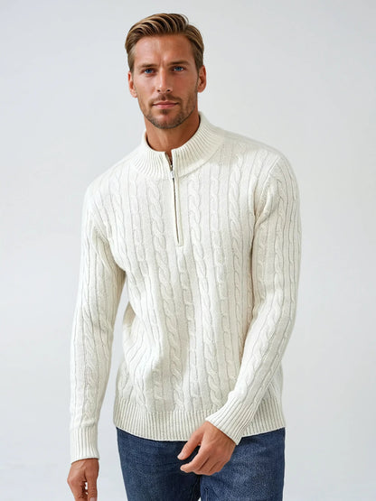 Men's Half Zip Cable Knit Sweater