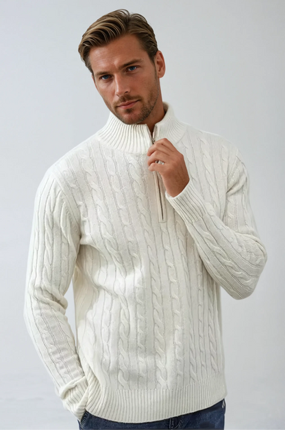 Men's Half Zip Cable Knit Sweater