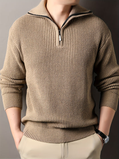 Men's Half-Zip Knit Sweater for Stylish Winter Look