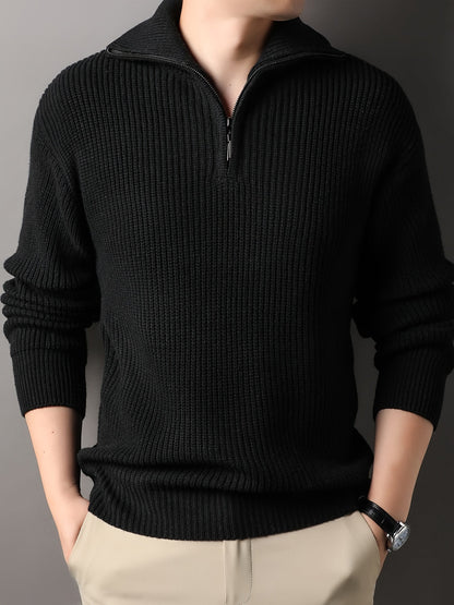 Men's Half-Zip Knit Sweater for Stylish Winter Look