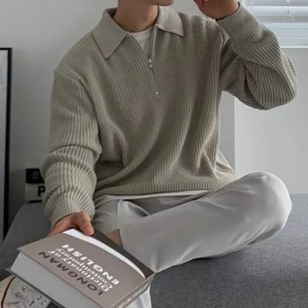 Men's Half-Zip Knitted Sweater