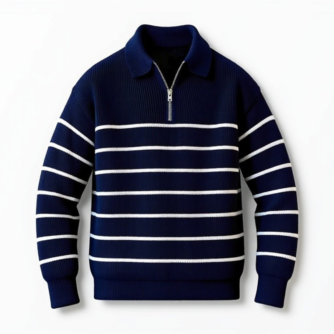 Men's Half-Zip Striped Jumper