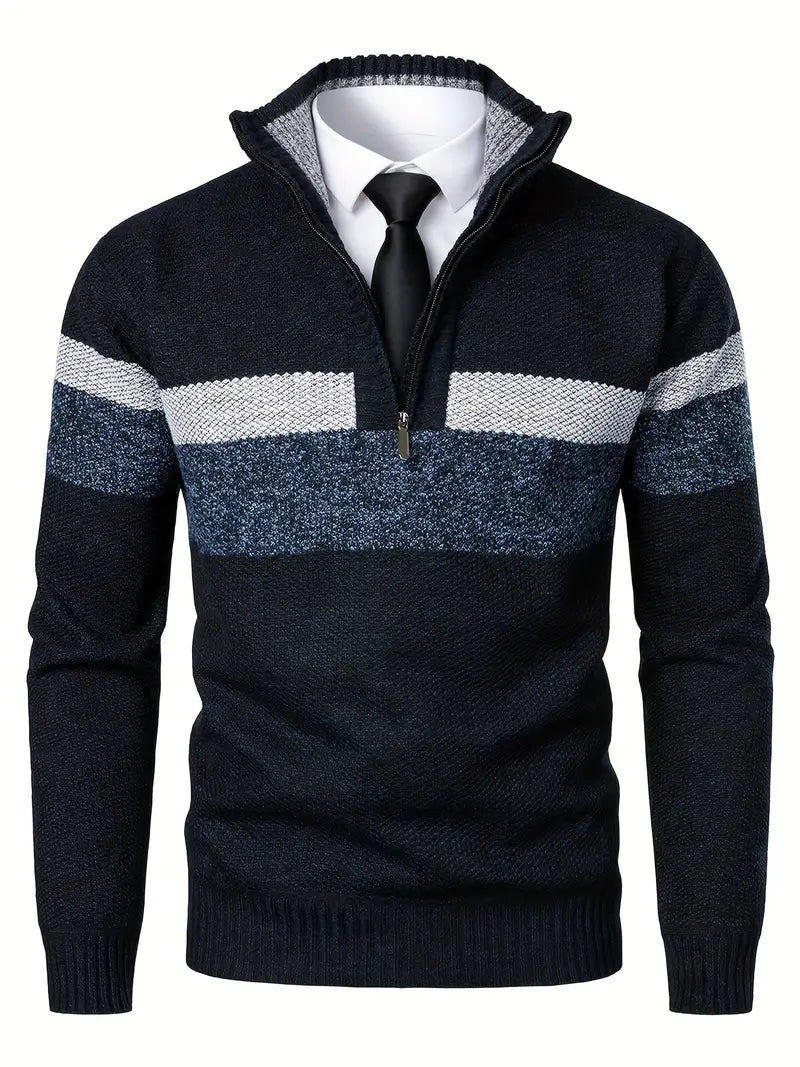Men's Half Zip Sweater - Modern Knitted Design