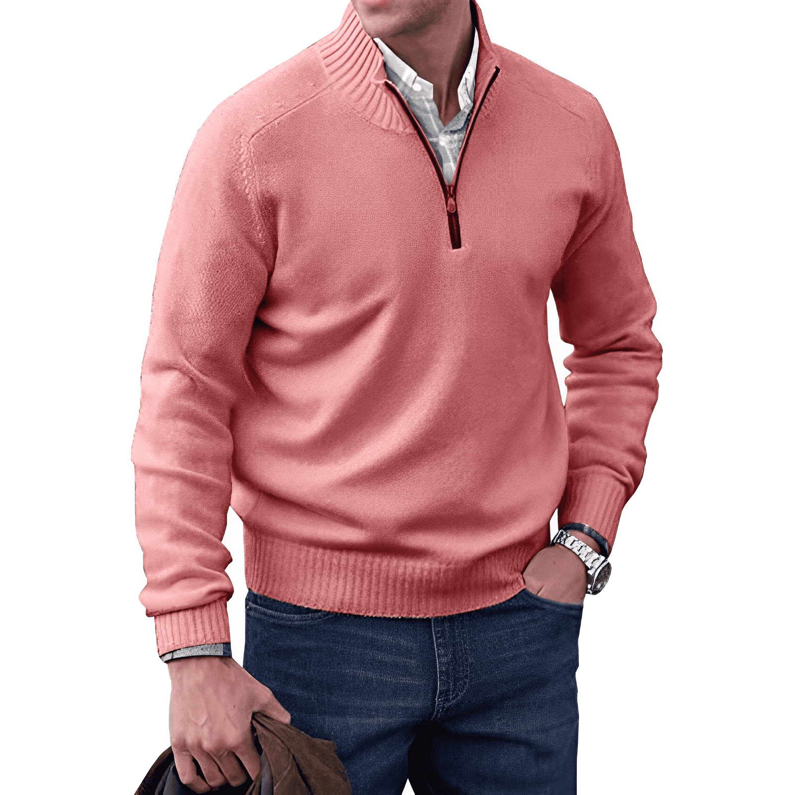 Men's Half Zip Sweater - Modern Sporty Style