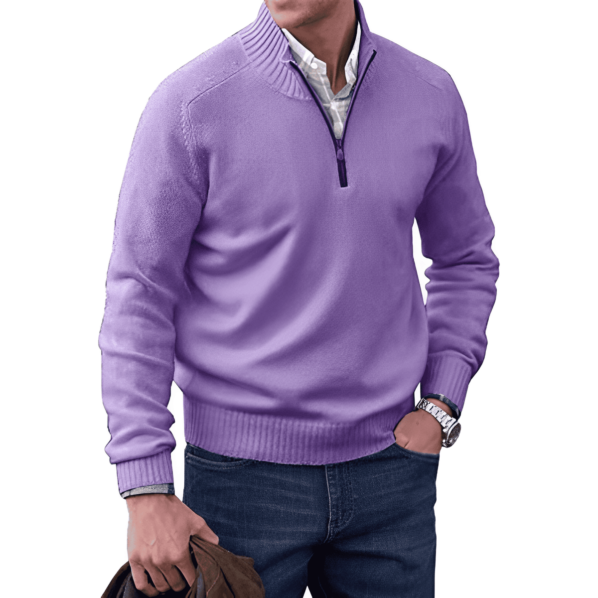 Men's Half Zip Sweater - Modern Sporty Style