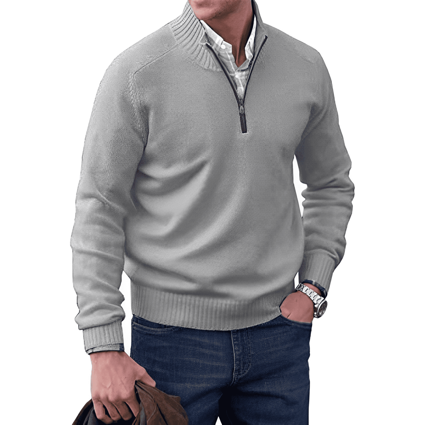 Men's Half Zip Sweater - Modern Sporty Style
