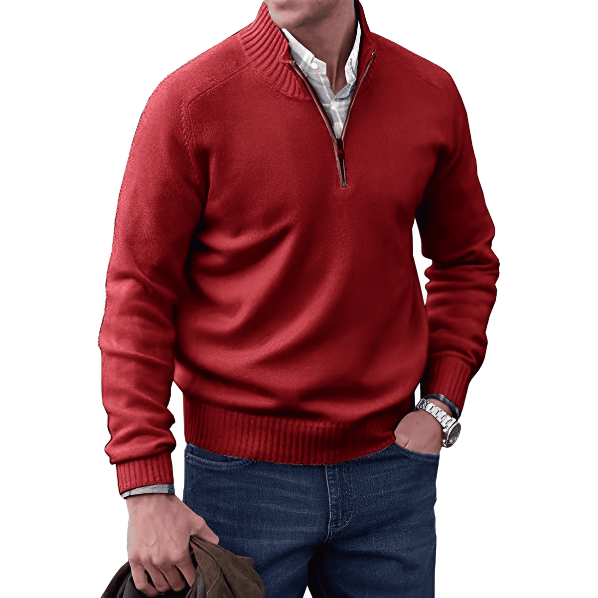 Men's Half Zip Sweater - Modern Sporty Style
