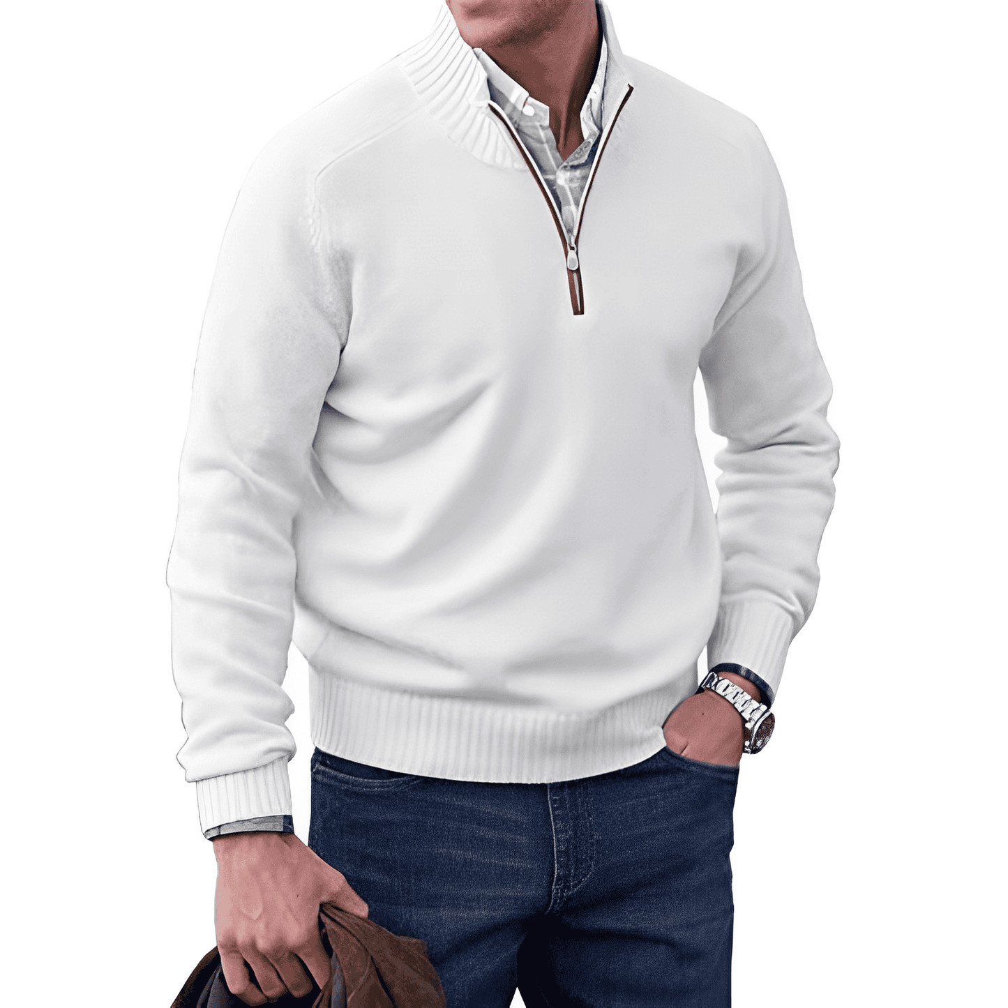 Men's Half Zip Sweater - Modern Sporty Style