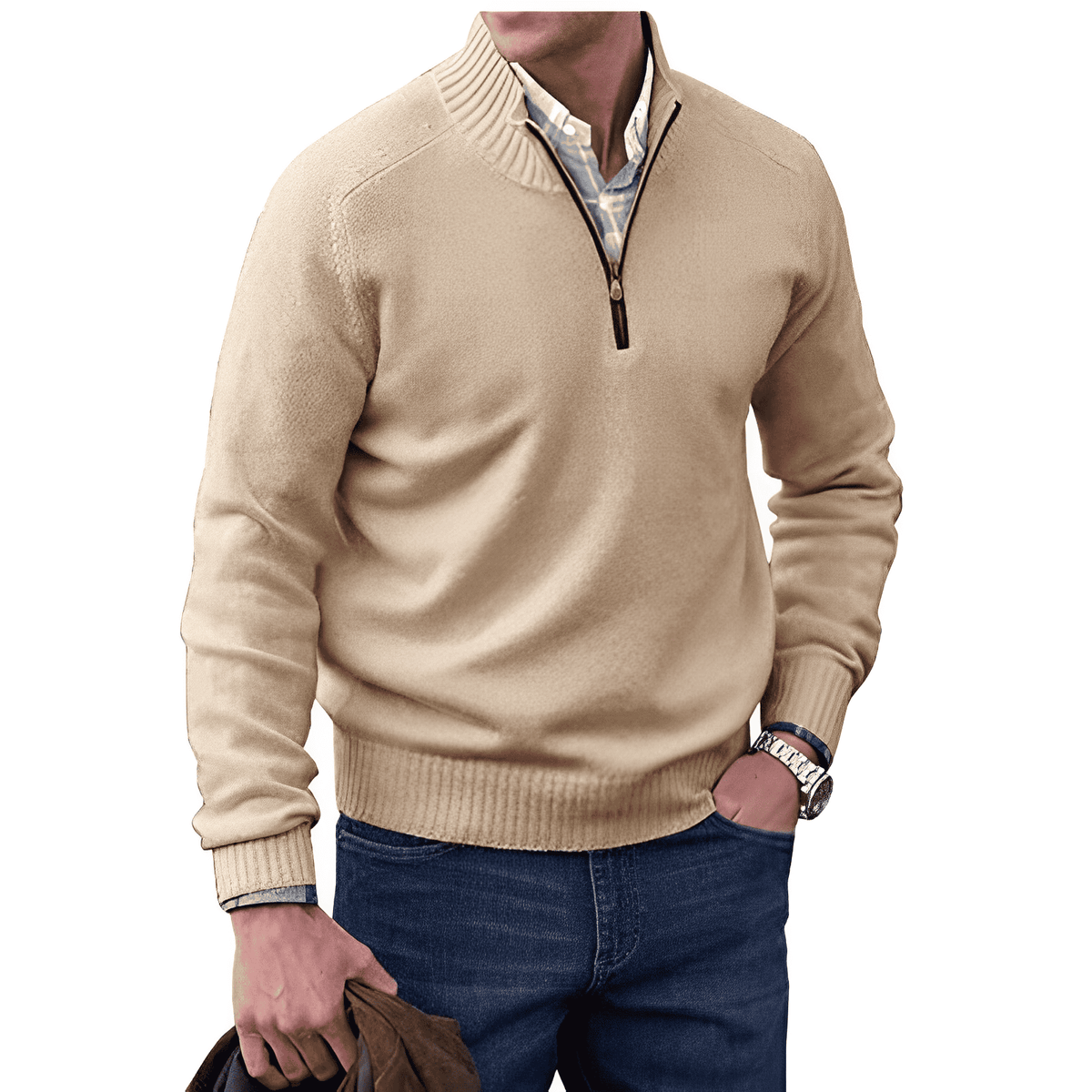 Men's Half Zip Sweater - Modern Sporty Style