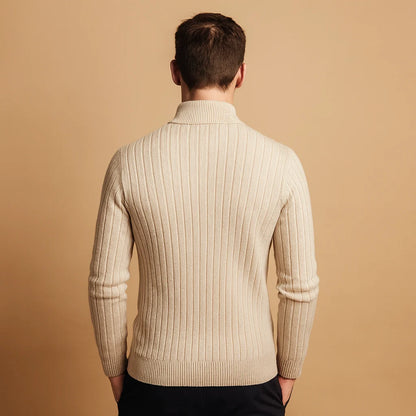 Men's Half Zip Sweater with Ribbed Sleeves