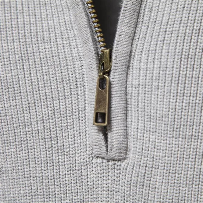 Men's Half-Zip Sweater with Standing Collar