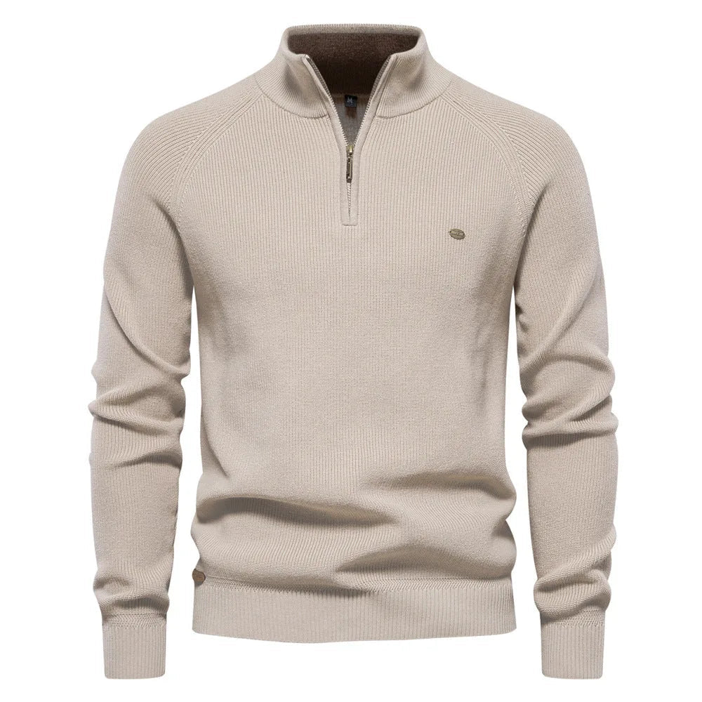 Men's Half-Zip Sweater with Standing Collar
