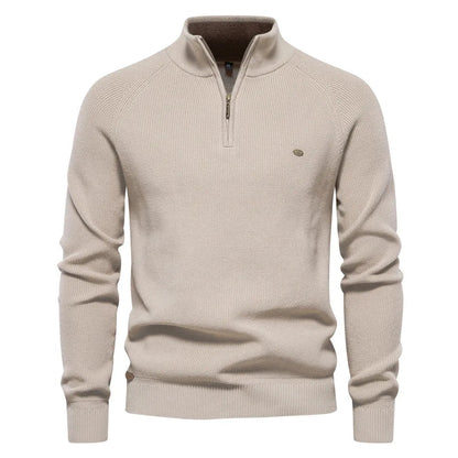 Men's Half-Zip Sweater with Standing Collar