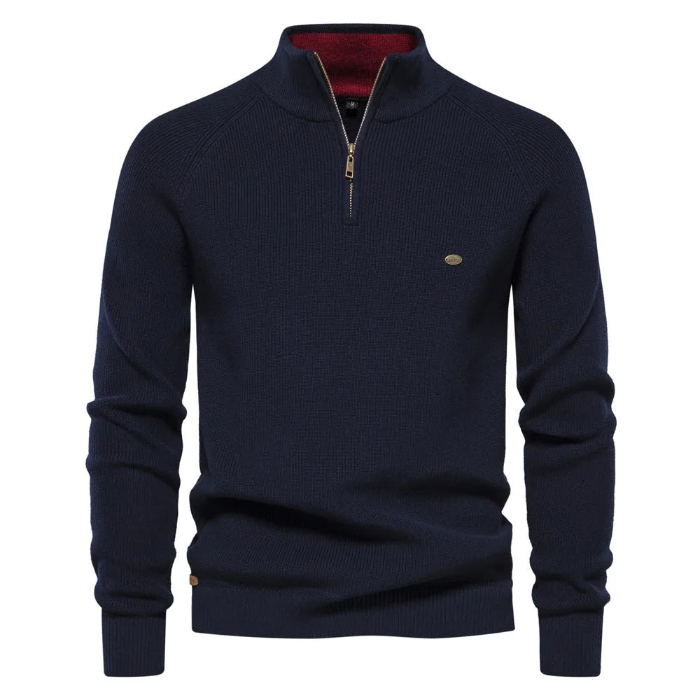 Men's Half-Zip Sweater with Standing Collar
