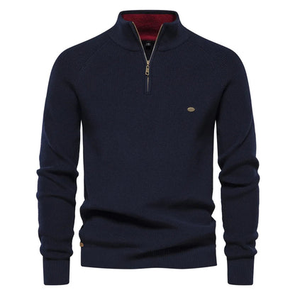 Men's Half-Zip Sweater with Standing Collar