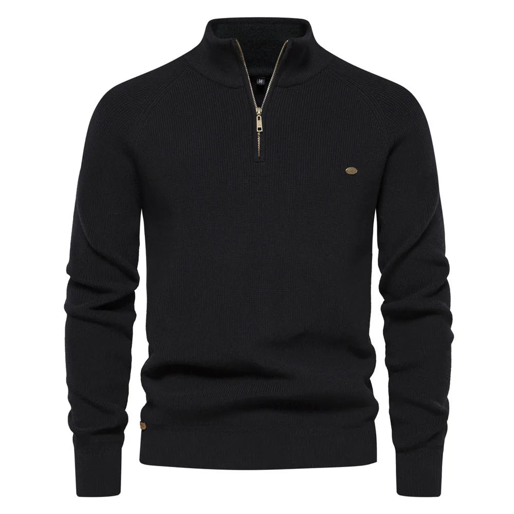 Men's Half-Zip Sweater with Standing Collar