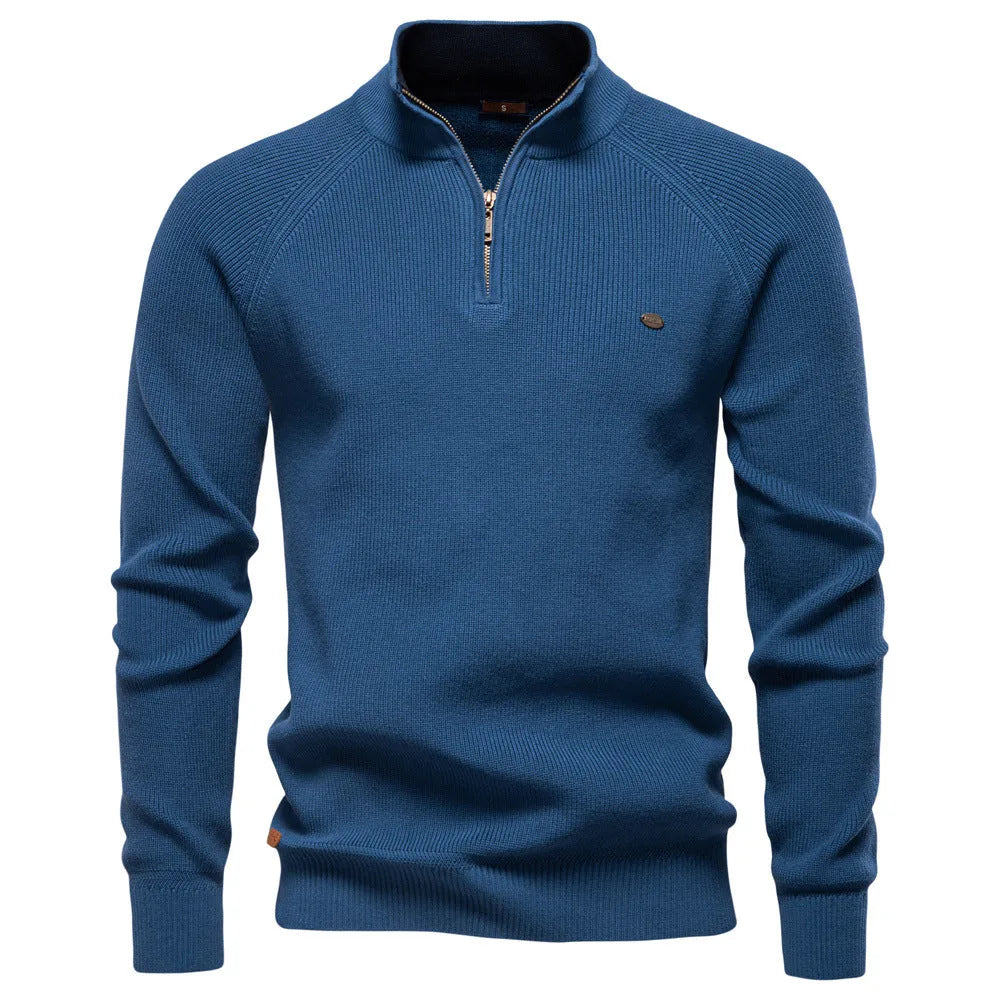 Men's Half-Zip Sweater with Standing Collar